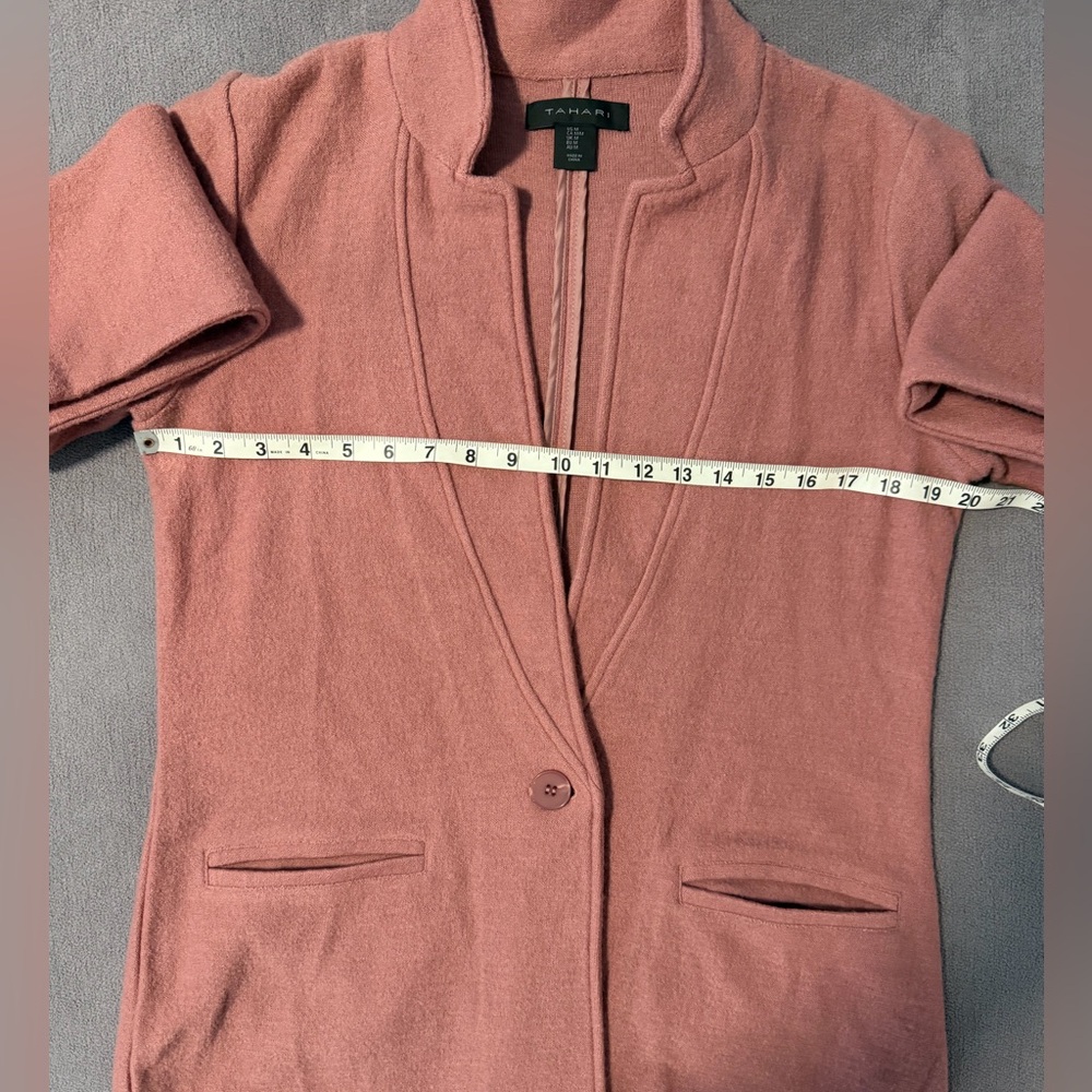 Tahari Dusty Rose Blazer Sweater Coat Medium - Picture 7 of 10
